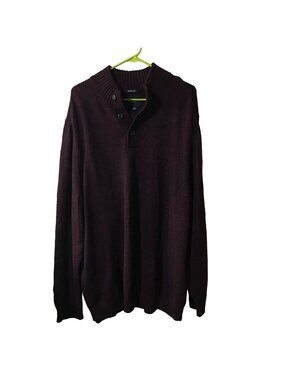 AMERICAN EAGLE SERIOUSLY SOFT BURGUNDY 1/4 BUTTON MOCK NECK SWEATER MENS XXXL